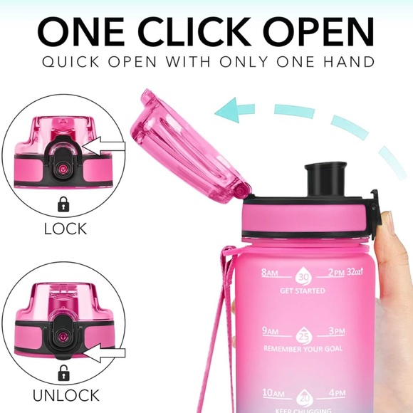 GOSWAG 32oz Motivational Water Bottle with Time Marker & Fruit Strainer BPA Free - Picture 6 of 6